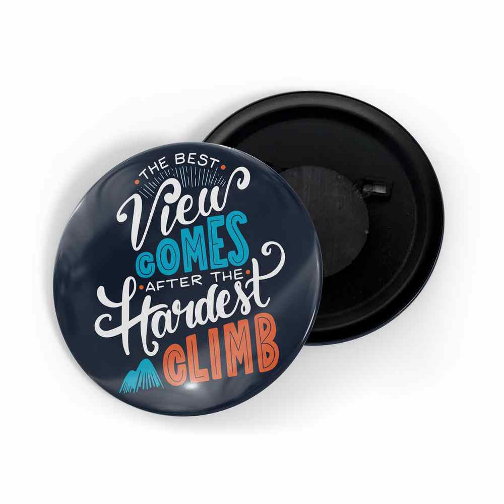 dhcrafts Fridge Magnet Black The Best View Comes After The Hardest Climb Adventure Glossy Finish Design Pack of 1 (58mm)